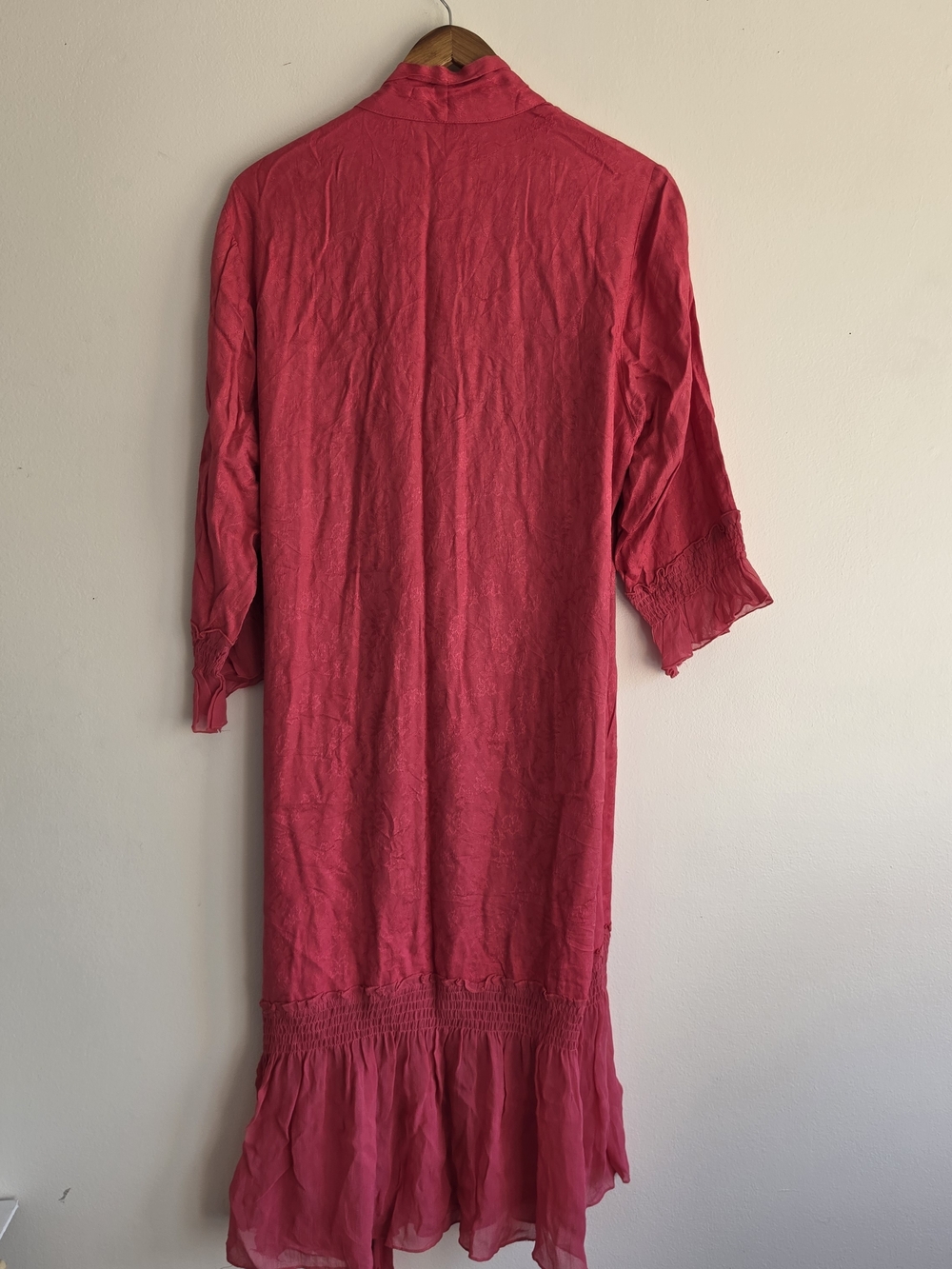 April Cornell Wrap Boho Sheer Ruffle Rayon Midi Dress Damask Woven Rayon Medium - Picture 13 of 14